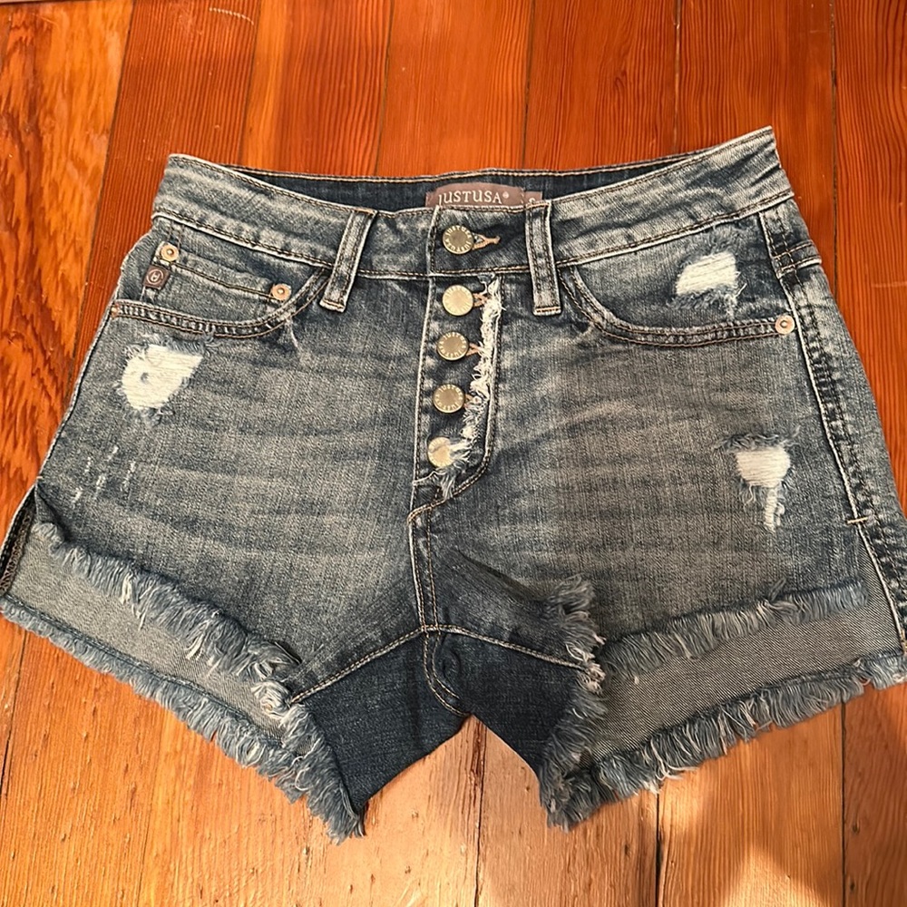 JUSTUSA Denim Fray Shorts